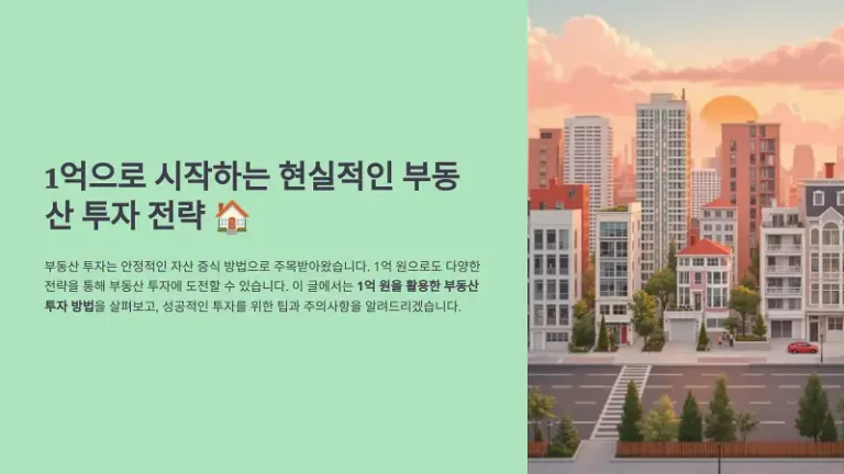1억으로 시작하는 현실적인 부동산 투자 전략