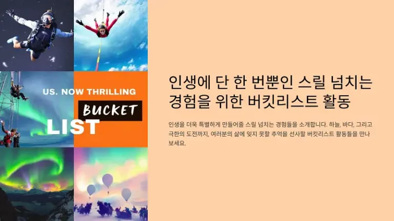 인생에 단 한 번뿐인 스릴 넘치는 경험을 위한 버킷리스트 활동