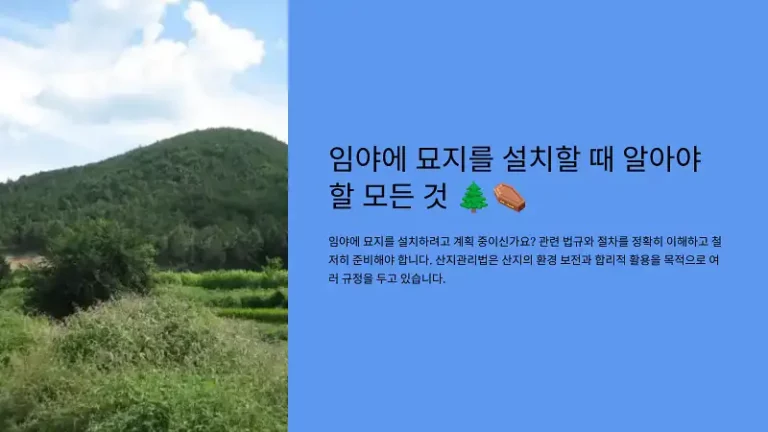 임야에 묘지를 설치할 때 알아야 할 모든 것