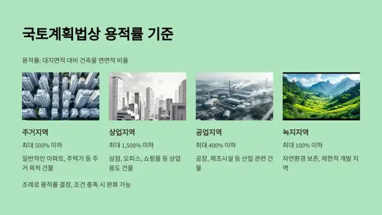 국토계획법에서 정하는 용적률 기준