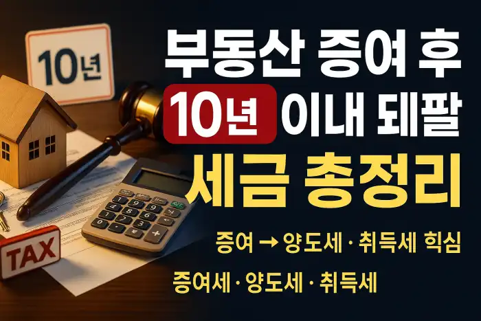 부동산 증여 후 10년 이내 되팔면 세금 총정리