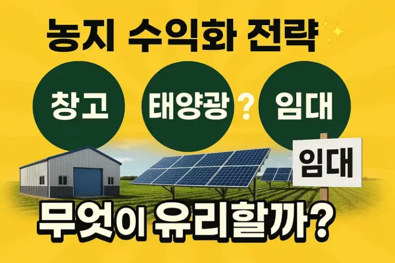 농지 수익화 전략 창고·태양광·임대 무엇이 유리할까?