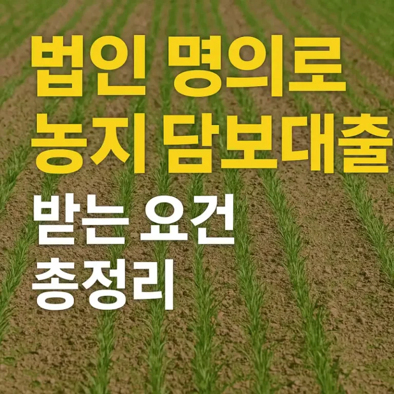 법인 명의로 농지 담보대출 받는 요건 총정리