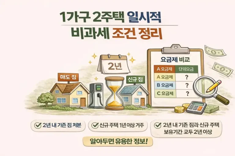 1가구 2주택 일시적 비과세 조건 정리