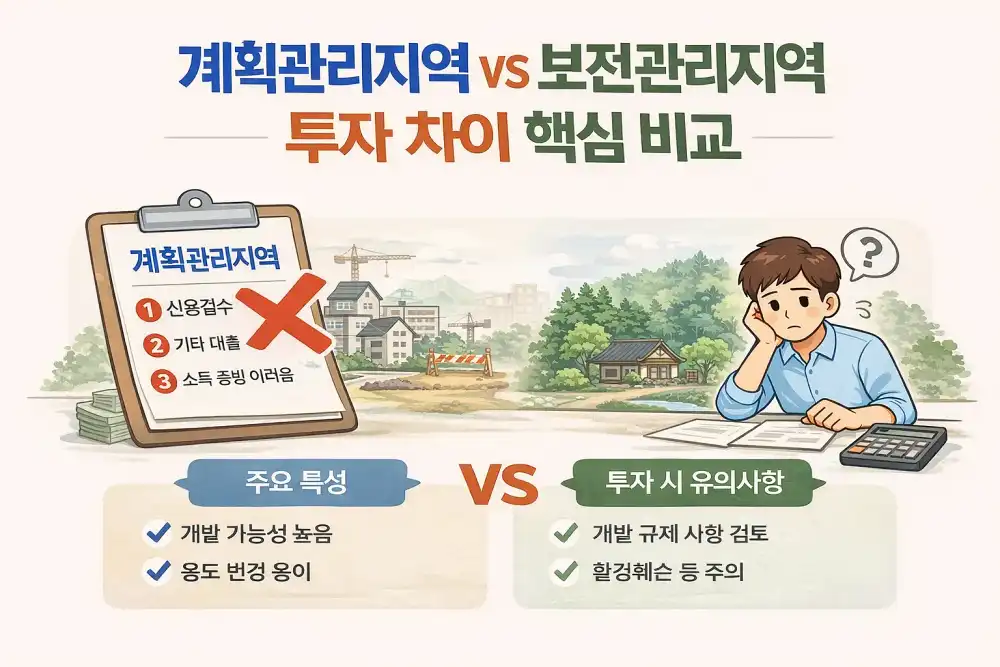 계획관리지역과 보전관리지역 투자 차이 핵심 비교