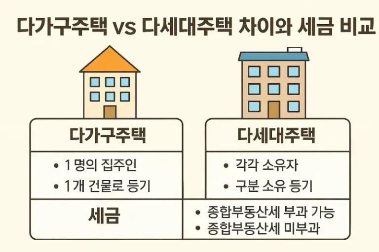 다가구주택 vs 다세대주택 차이와 세금 비교
