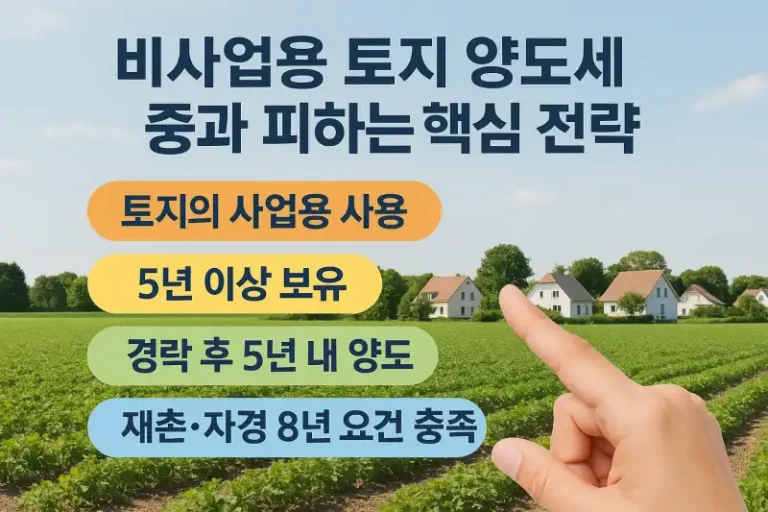 비사업용 토지 양도세 중과 피하는 핵심 전략