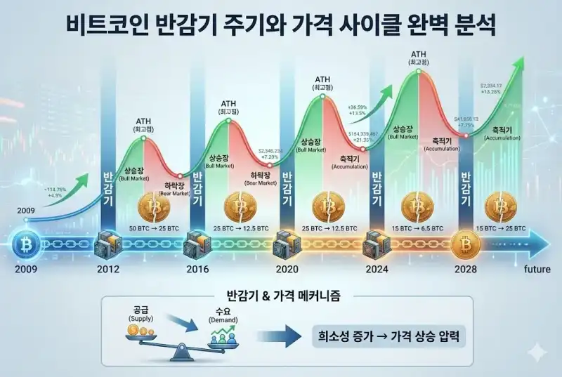 비트코인 반감기 주기와 가격 사이클 완벽 분석