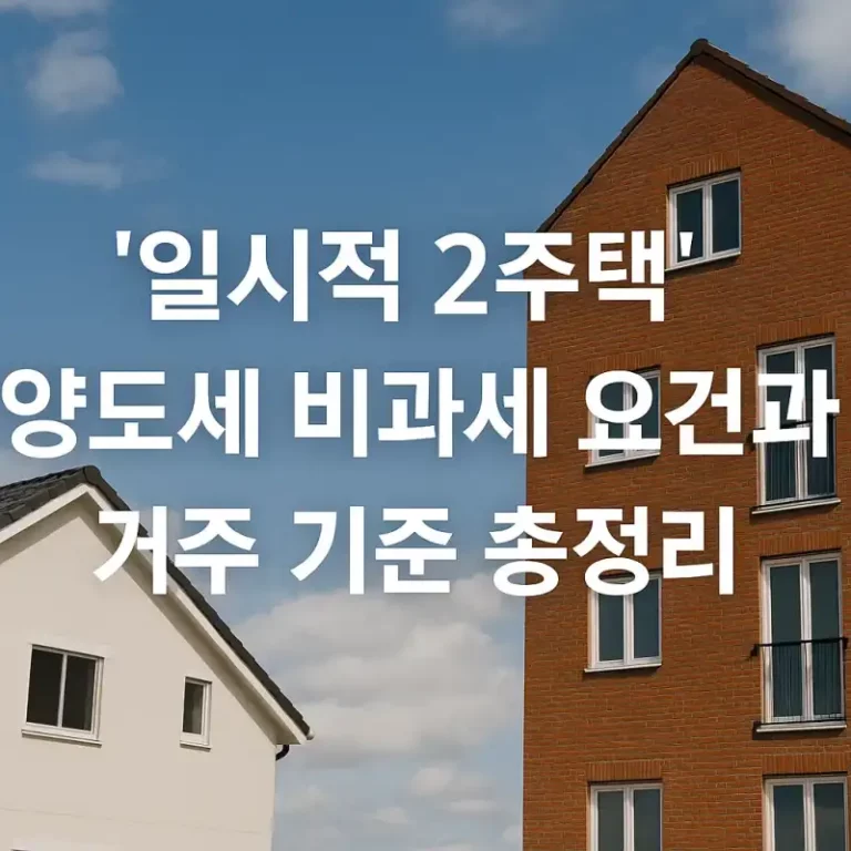 일시적 2주택 양도세 비과세 요건과 거주 기준 총정리