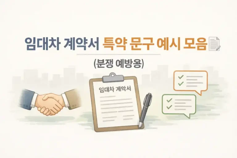 임대차 계약서 특약 문구 예시 모음 (분쟁 예방용)