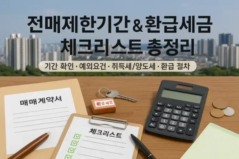 전매제한기간과 환급세금 체크리스트 총정리