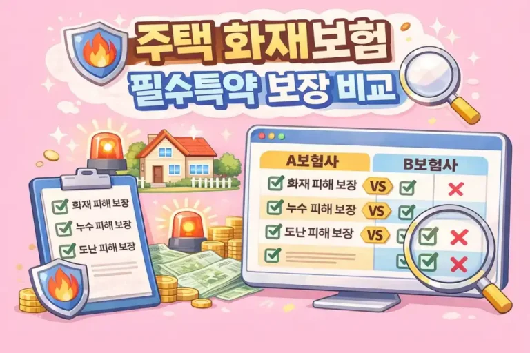 주택 화재보험 필수특약 보장 비교