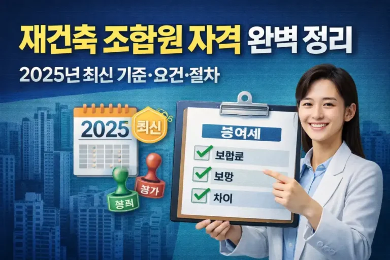 재건축 조합원 자격 완벽 정리 | 2025년 최신 기준·요건·절차