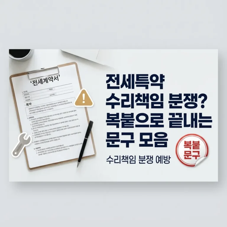 전세특약 수리책임 분쟁? 복붙으로 끝내는 문구 모음