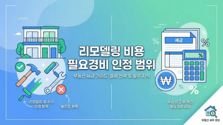 리모델링 비용 필요경비 인정 범위, 양도세 신고 전에 꼭 확인하세요