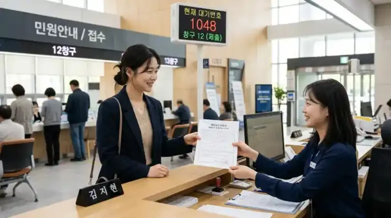 법원 민원창구 배당요구 신청 장면