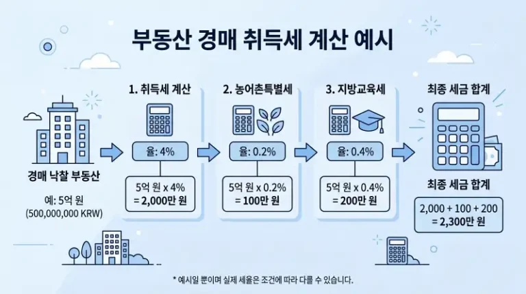 경매 취득세 계산 인포그래픽