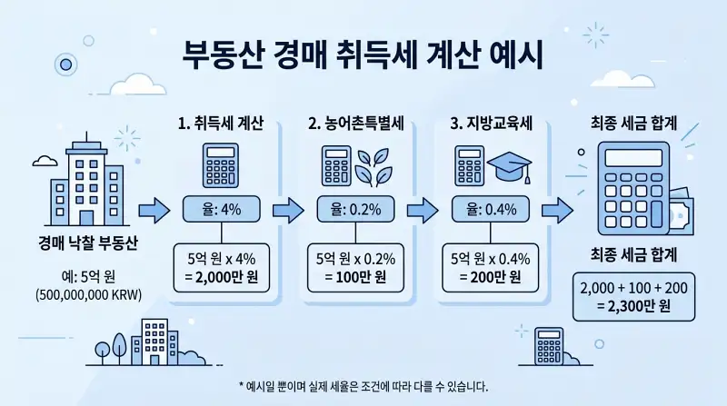 경매 취득세 계산 인포그래픽
