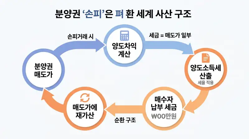 손피(손비) 거래 순환 세금 구조 플로우차트