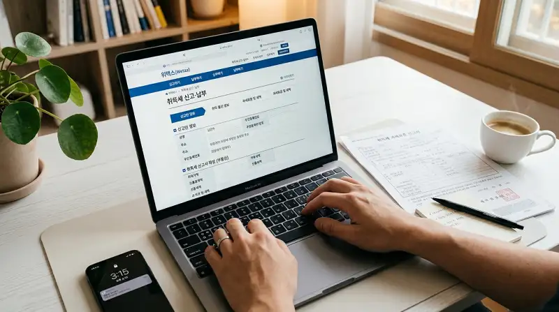 위택스 취득세 신고 장면 