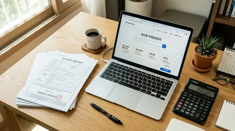 임대사업자 등록 신청 책상