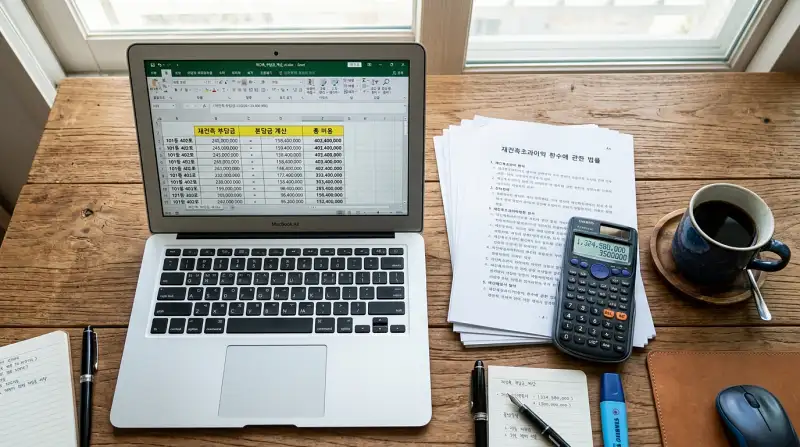 재건축 부담금 계산 데스크 노트북 화면