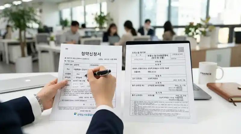 청약신청서 vs 오피스텔 등기부 비교