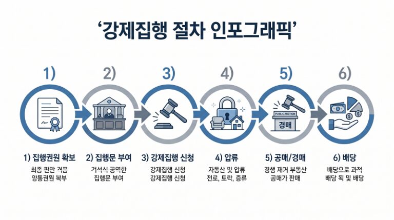 강제집행 절차 인포그래픽