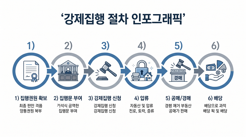강제집행 절차 인포그래픽