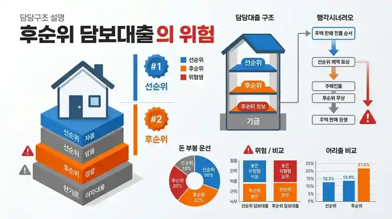 후순위 담보대출 위험성과 선순위 후순위 담보 구조를 설명
