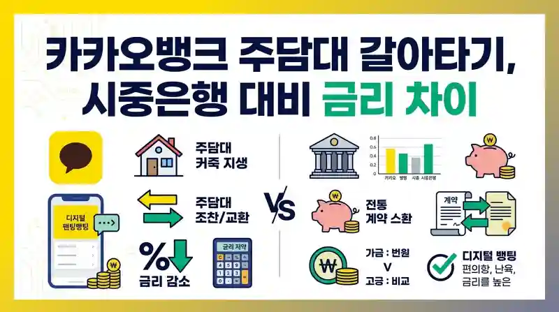 카카오뱅크 주담대 갈아타기, 시중은행 대비 금리 차이