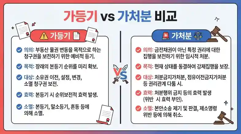가등기·가처분 개념 비교