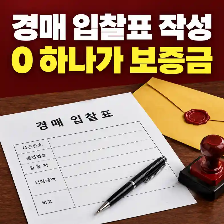 경매 입찰표 작성법에 따라 입찰가격 숫자와 사건번호를 다시 확인하며 기일입찰표를 쓰는 입찰자